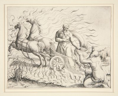 Elías en el carro de fuego de Augustin Hirschvogel