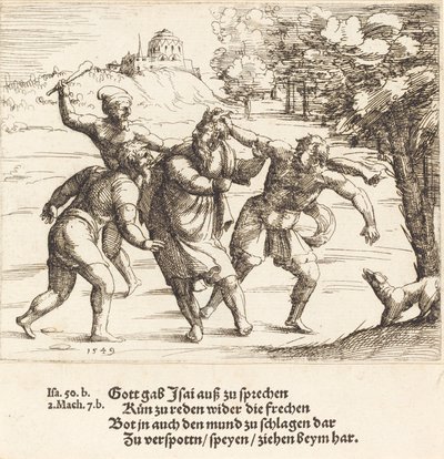 Isaías acepta la burla por su fe de Augustin Hirschvogel