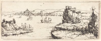 Paisaje con veleros de Augustin Hirschvogel