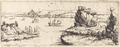 Paisaje con veleros [placa inferior] de Augustin Hirschvogel
