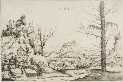 Paisaje con una Fortaleza en una Colina de Augustin Hirschvogel