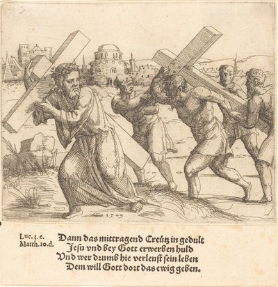 Hombre lleva la cruz después de Cristo de Augustin Hirschvogel
