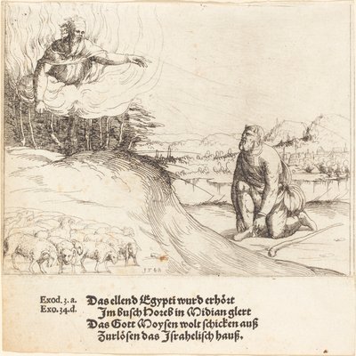 Moisés y la zarza ardiente de Augustin Hirschvogel