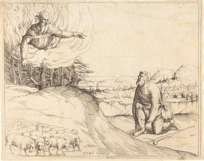 Moisés y la zarza ardiente de Augustin Hirschvogel