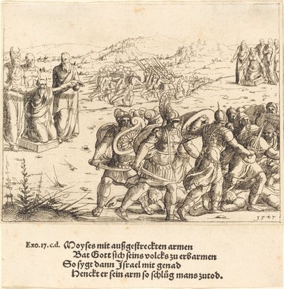 Moisés con los Brazos Extendidos, 1547 de Augustin Hirschvogel
