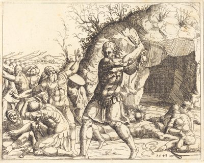 Sansón mata a los filisteos de Augustin Hirschvogel