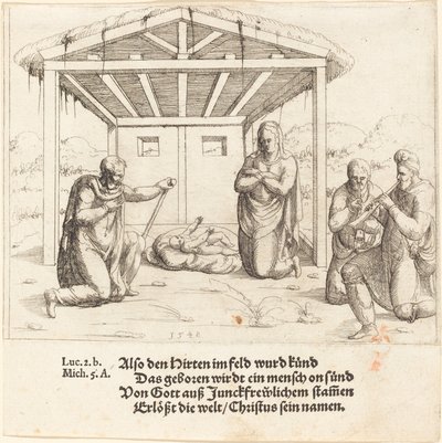 La adoración de los pastores, 1548 de Augustin Hirschvogel