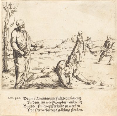 El castigo de Ananías y Safira, 1549 de Augustin Hirschvogel