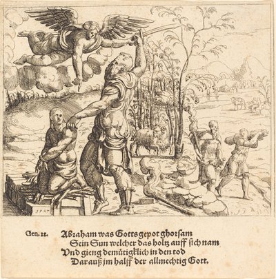 El sacrificio de Isaac, 1547 de Augustin Hirschvogel