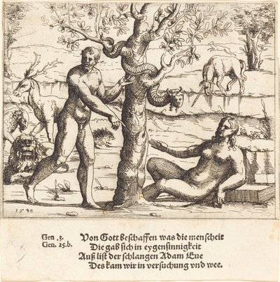 La tentación de Eva, 1548 de Augustin Hirschvogel