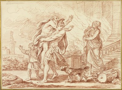 Eneas huyendo con Anquises de las ruinas de Troya de Augustin Pajou