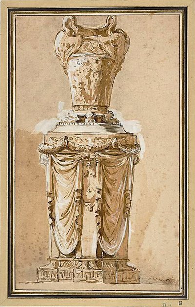 Diseño de un jarrón monumental de Augustin Pajou