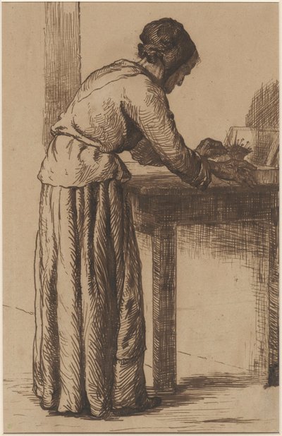 Anciana trabajando de Augustin Théodule Ribot