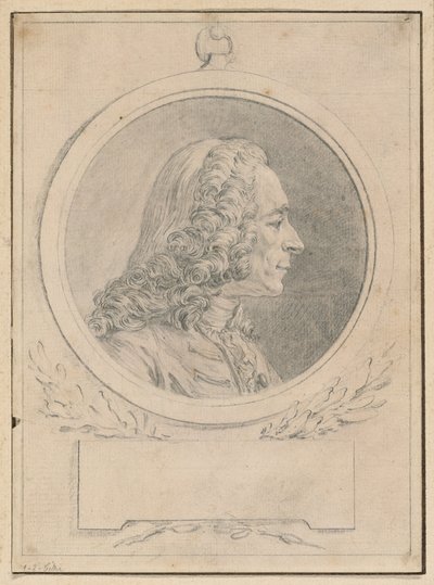 Retrato de Voltaire, según el busto de Jean-Baptiste Lemoyne II de Augustin de Saint-Aubin