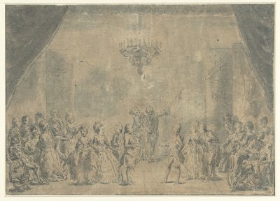 Una recepción, presentada en un escenario de Augustin de Saint Aubin (manner of)