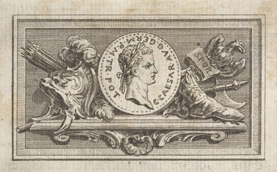 Medalla con retrato de Calígula en el 6º libro, de Tibère ou les six premi..., publicado en 1768 de Augustin de Saint Aubin