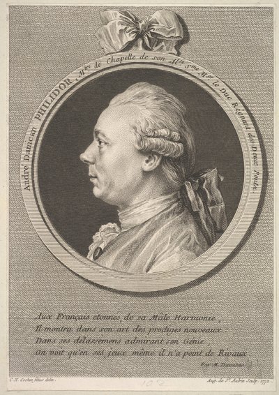 Retrato de André Danican Philidor de Augustin de Saint Aubin