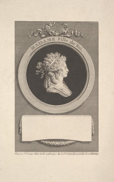 Retrato de Su Alteza Real Madame, Duquesa de Angulema, hija de Luis XVI y Mar..., 1791 de Augustin de Saint Aubin