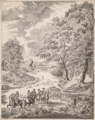 La Caza del Ciervo de Augustin de Saint Aubin