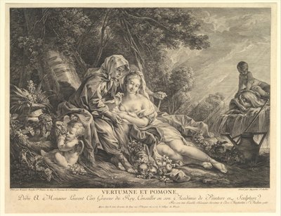 Vertumno y Pomona, 1765 de Augustin de Saint Aubin