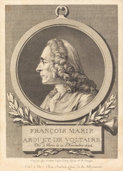 François Marie Arouet de Voltaire de Augustin de Saint Aubin after Jean Baptiste Lemoyne II