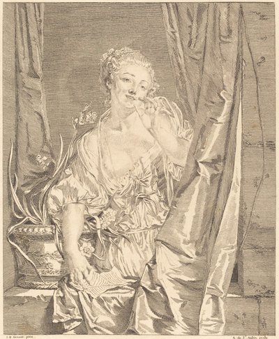 El beso enviado de Augustin de Saint Aubin after Jean Baptiste Greuze