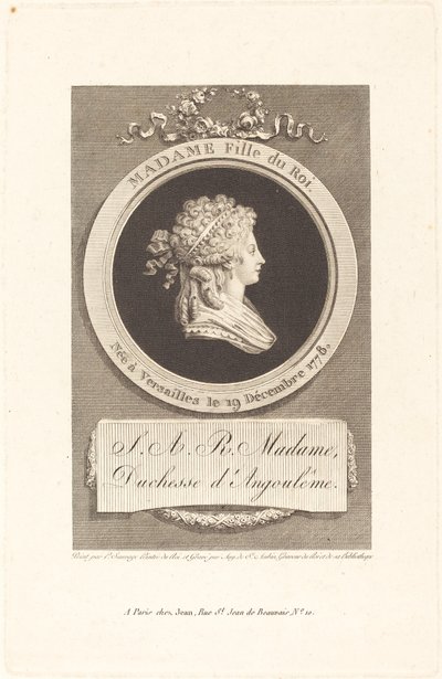 Marie-Thérèse-Charlotte, Duquesa de Angulema de Augustin de Saint Aubin after Piat Joseph Sauvage