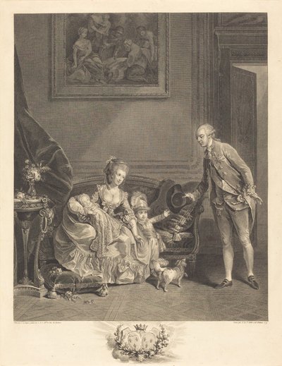 El duque de Chartres, su esposa y sus hijos de Augustin de Saint Aubin and Isidore Stanislas Helman
