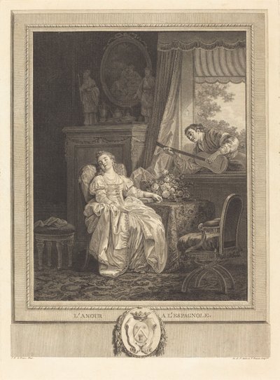 El amor a la española de Augustin de Saint Aubin and Noël Pruneau after Jean Baptiste Le Prince