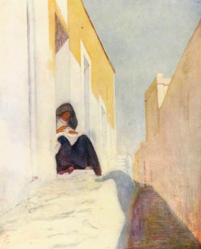 Una calle de Almería (litografía en color) de Augustine Fitzgerald