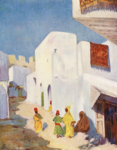 Una calle de Tánger (litografía en color) de Augustine Fitzgerald