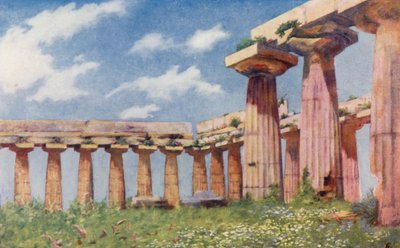 Basílica de Paestum (litografía en color) de Augustine Fitzgerald