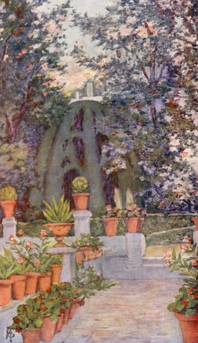 En el Jardín del Generalife, Granada (litografía en color) de Augustine Fitzgerald