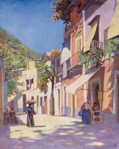 Calle en Casamicciola, Ischia (litografía en color) de Augustine Fitzgerald