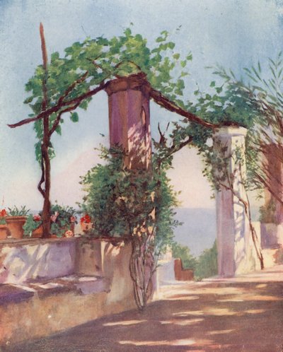 Terraza del Palacio Ruffolo, Ravello (litografía en color) de Augustine Fitzgerald
