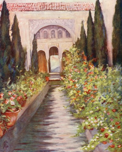 El Canal en el Jardín del Generalife, Granada (litografía en color) de Augustine Fitzgerald