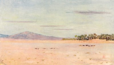 El desierto cerca de Biskra (litografía en color) de Augustine Fitzgerald