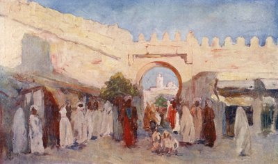 Puerta de la ciudad, Kairuán (litografía en color) de Augustine Fitzgerald
