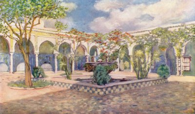 Villa Djenan El Mufti, Argel (litografía en color) de Augustine Fitzgerald
