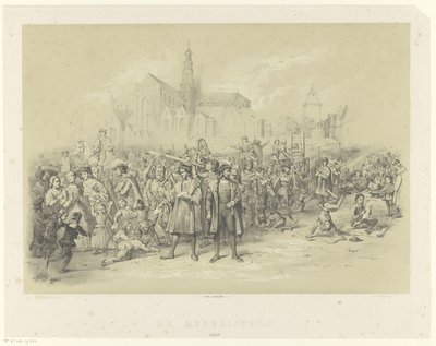 Los retóricos reparten panfletos The Rederijkers 1500 (título sobre objeto) de Augustinus Jacobus Bernardus Wouters