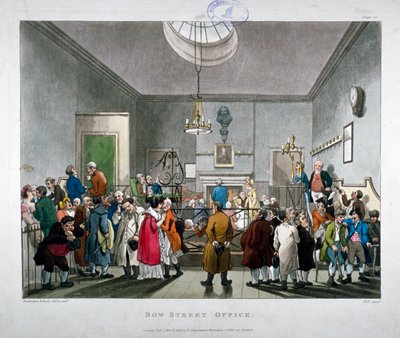 Tribunal de Policía de Bow Street, Westminster, Londres, 1808 de Augustus Charles Pugin, Thomas Rowlandson