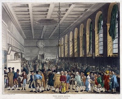 Interior de la Aduana, Londres, 1808 de Augustus Charles Pugin, Thomas Rowlandson