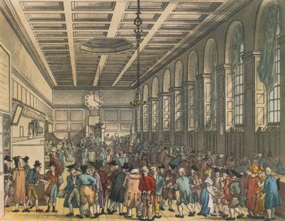 Interior de la Casa de Aduanas, Londres, 1808 de Augustus Charles Pugin, Thomas Rowlandson