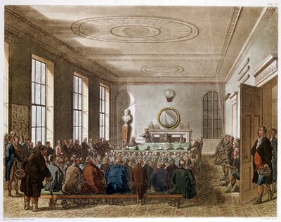 Reunión de la Sociedad Agrícola, Londres, 1808-1810 de Augustus Charles Pugin, Thomas Rowlandson
