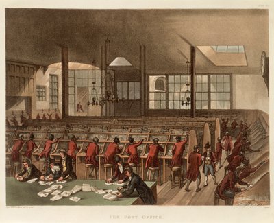 La oficina de correos, c. 1808 de Augustus Charles Pugin, Thomas Rowlandson