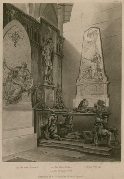 Capilla de San Juan Evangelista, Abadía de Westminster, Londres de Augustus Charles Pugin