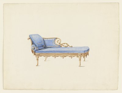 Diseño para un sofá en estilo gótico revival de Augustus Charles Pugin