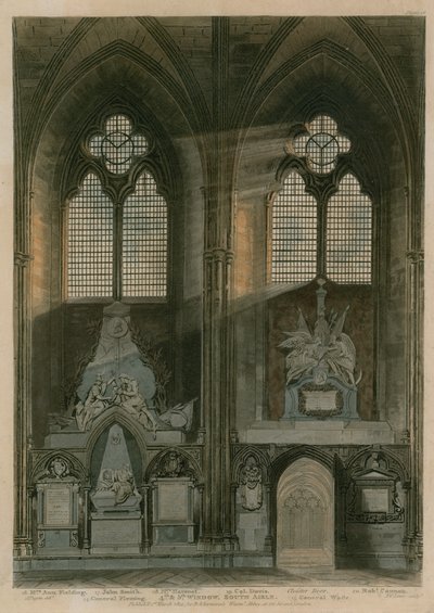 Cuarta y quinta ventana, nave sur, Abadía de Westminster, Londres de Augustus Charles Pugin