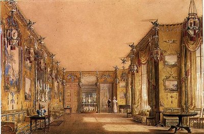 Interior del Salón Amarillo en el Pabellón de Brighton, c.1820 de Augustus Charles Pugin