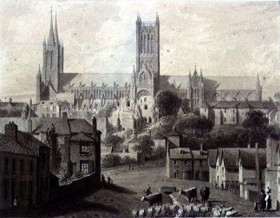 Catedral de Lincoln desde el sur de Augustus Charles Pugin